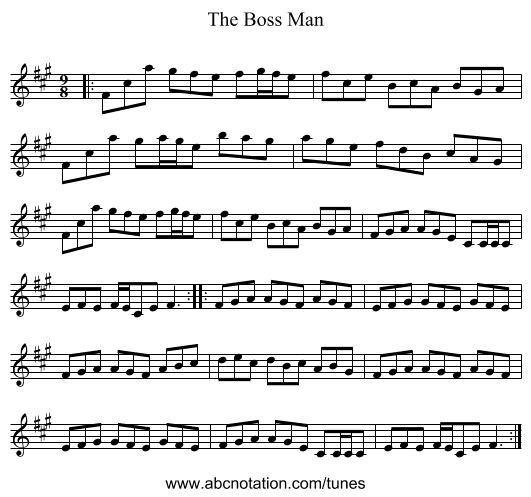 The Boss Man - staff notation