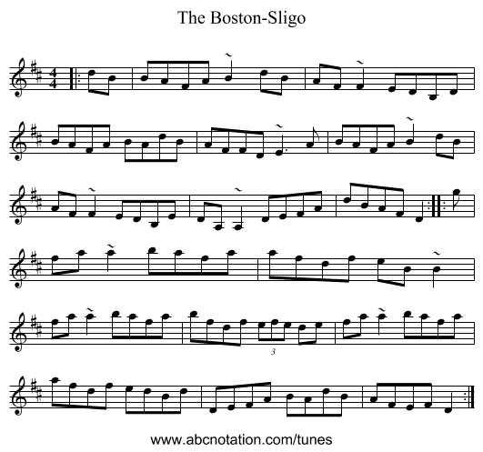 The Boston-Sligo - staff notation
