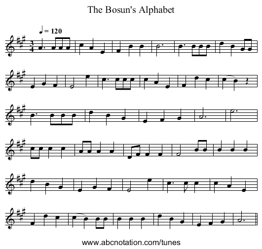 The Bosun's Alphabet - staff notation