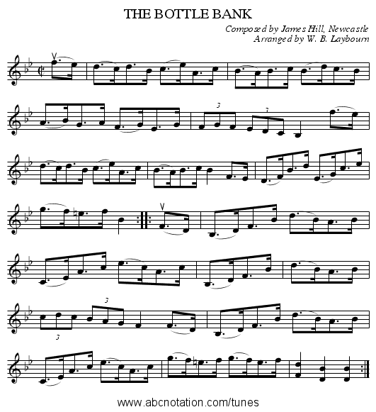 THE BOTTLE BANK - staff notation