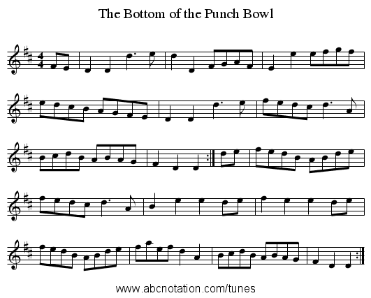 The Bottom of the Punch Bowl - staff notation
