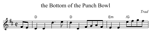 the Bottom of the Punch Bowl - staff notation