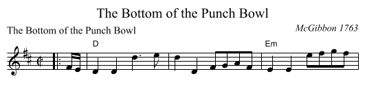 The Bottom of the Punch Bowl - staff notation