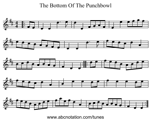 The Bottom Of The Punchbowl - staff notation
