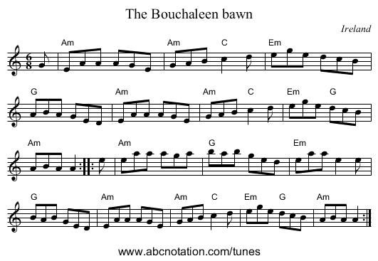 The Bouchaleen bawn - staff notation