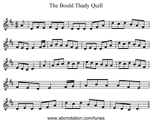 The Bould Thady Quill - staff notation