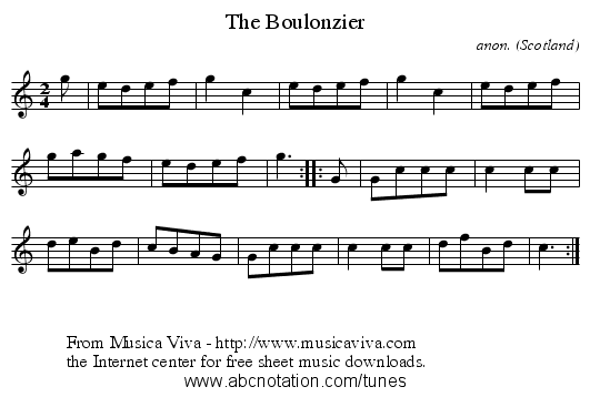The Boulonzier - staff notation