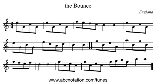 the Bounce - staff notation