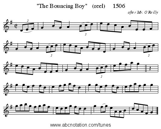 The Bouncing Boy   (reel)     1506 - staff notation