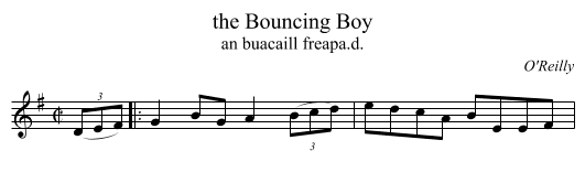 the Bouncing Boy - staff notation