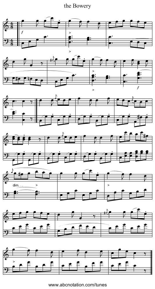 the Bowery - staff notation