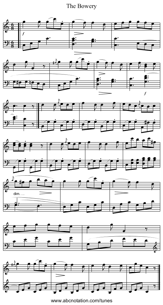 The Bowery - staff notation