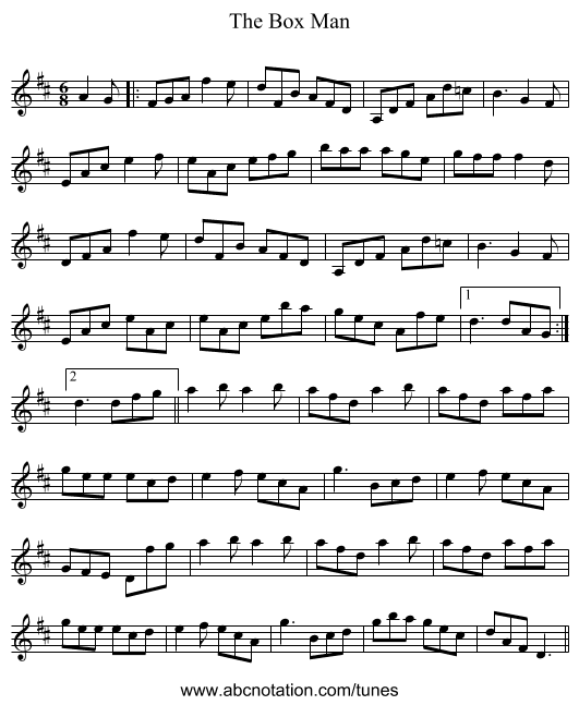 The Box Man - staff notation