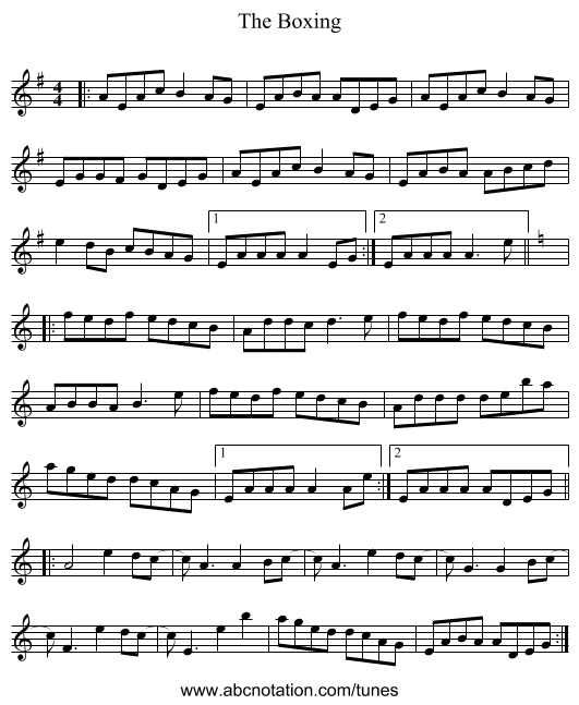 The Boxing - staff notation