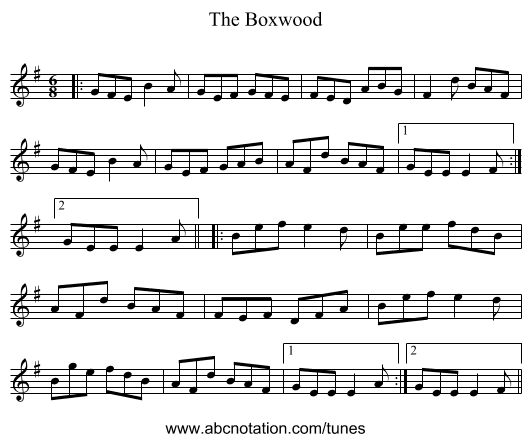 The Boxwood - staff notation