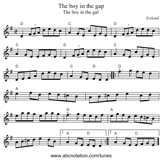 The boy in the gap - staff notation