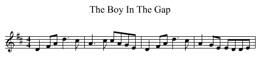 The Boy In The Gap - staff notation