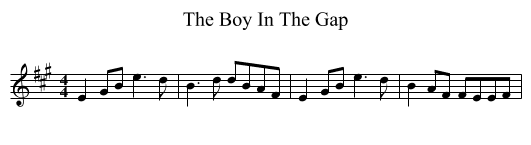 The Boy In The Gap - staff notation
