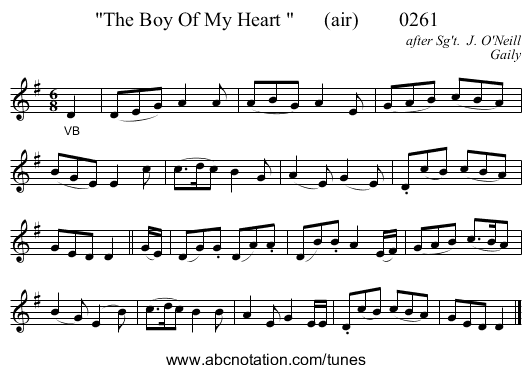 The Boy Of My Heart       (air)        0261 - staff notation