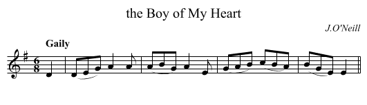 the Boy of My Heart - staff notation