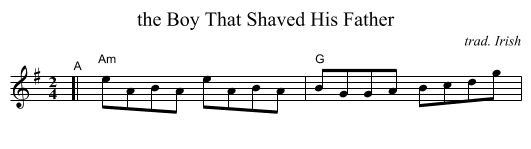the Boy That Shaved His Father - staff notation