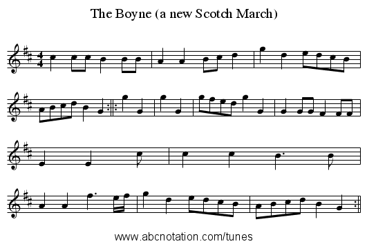 The Boyne (a new Scotch March) - staff notation