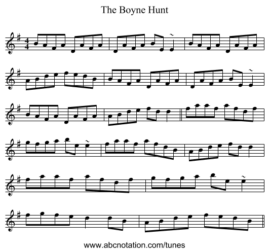 The Boyne Hunt - staff notation
