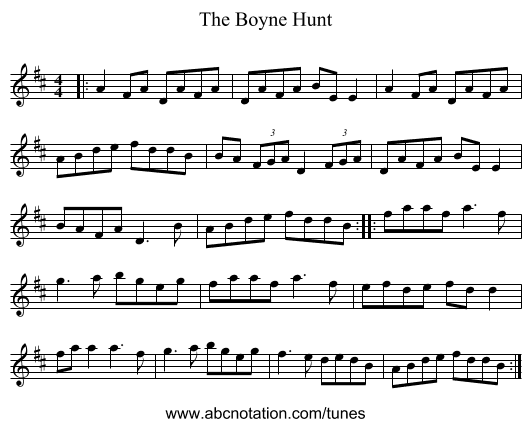 The Boyne Hunt - staff notation