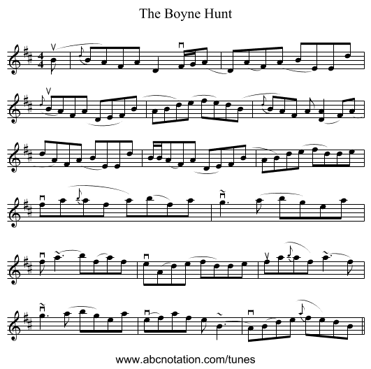 The Boyne Hunt - staff notation