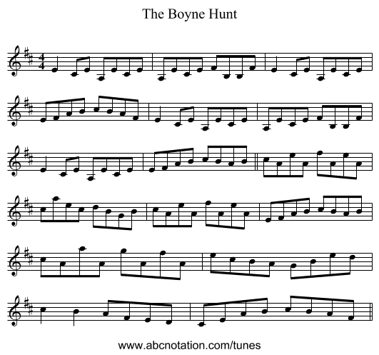 The Boyne Hunt - staff notation