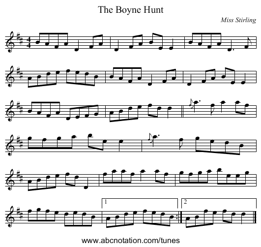 The Boyne Hunt - staff notation