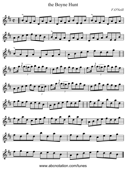 the Boyne Hunt - staff notation