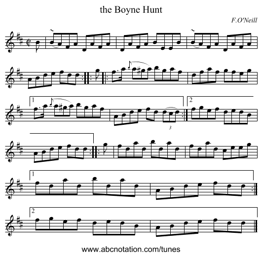 the Boyne Hunt - staff notation