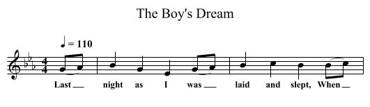 The Boy's Dream - staff notation