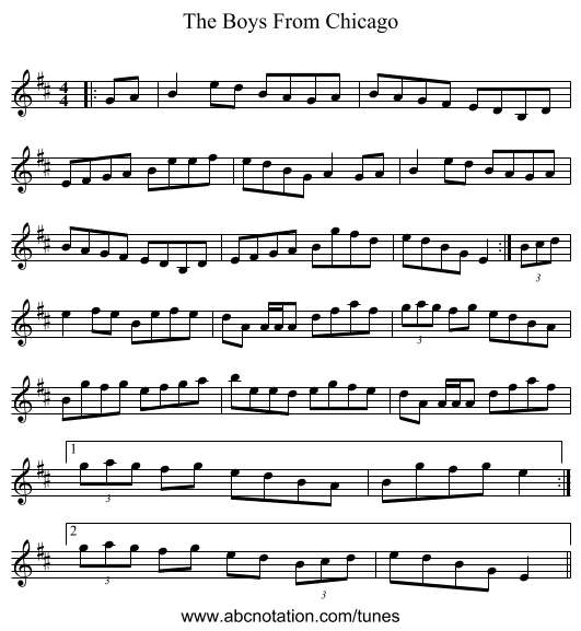 The Boys From Chicago - staff notation
