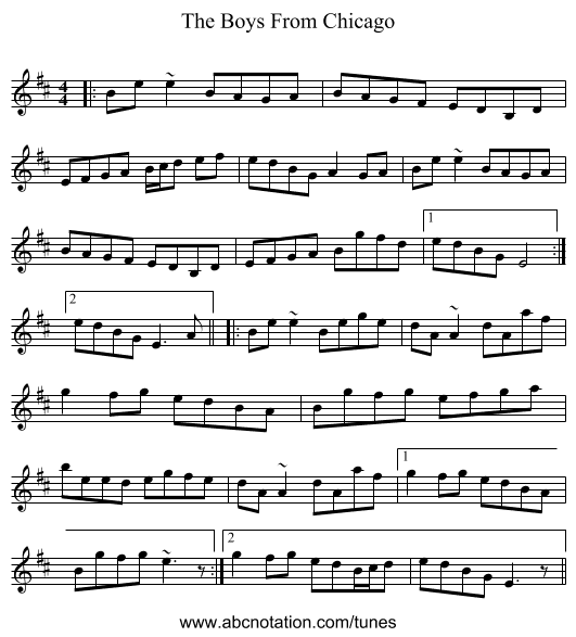 The Boys From Chicago - staff notation
