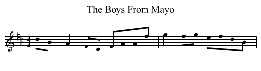 The Boys From Mayo - staff notation
