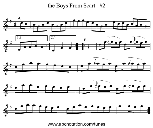 the Boys From Scart #2 - staff notation