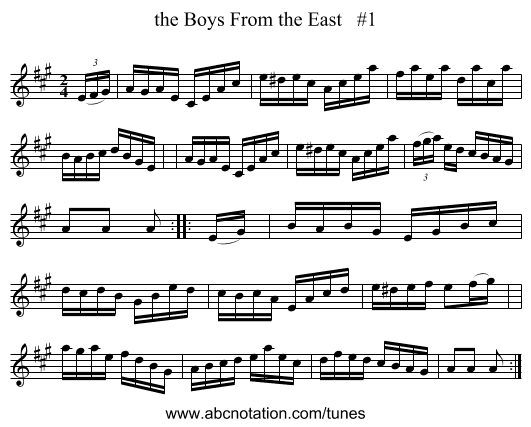 the Boys From the East   #1 - staff notation