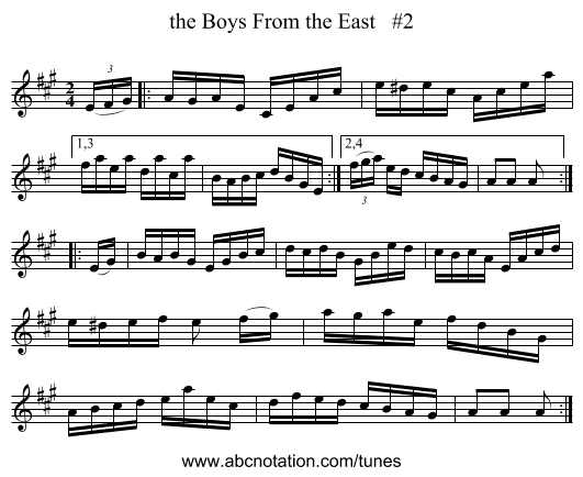 the Boys From the East   #2 - staff notation