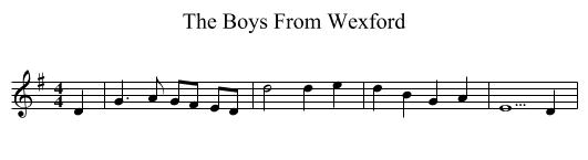 The Boys From Wexford - staff notation