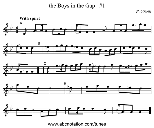 the Boys in the Gap #1 - staff notation
