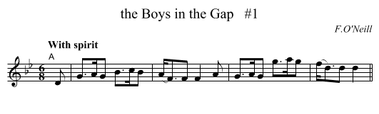 the Boys in the Gap   #1 - staff notation