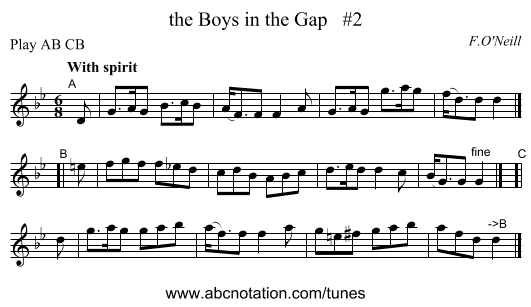 the Boys in the Gap   #2 - staff notation