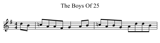 The Boys Of 25 - staff notation