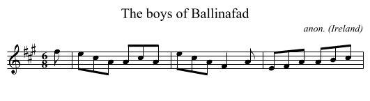 The boys of Ballinafad - staff notation