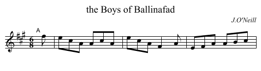 the Boys of Ballinafad - staff notation
