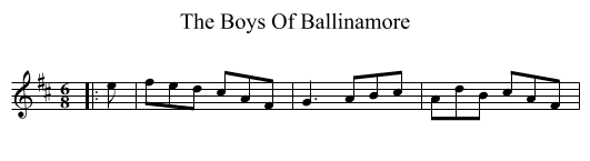 The Boys Of Ballinamore - staff notation