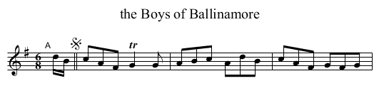 the Boys of Ballinamore - staff notation