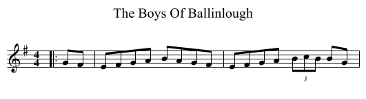 The Boys Of Ballinlough - staff notation
